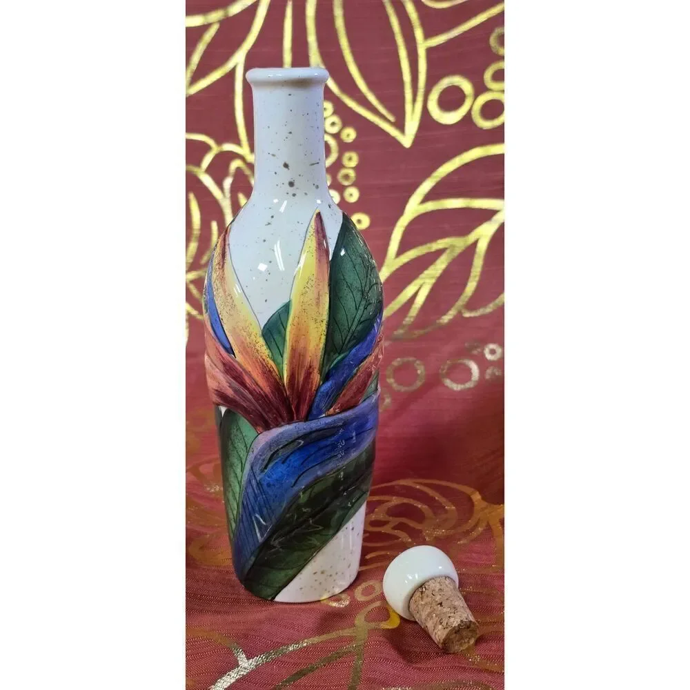 Island Plantations Oil/Vinegar Decanter Bird Of Paradis (With Stopper/Cork)